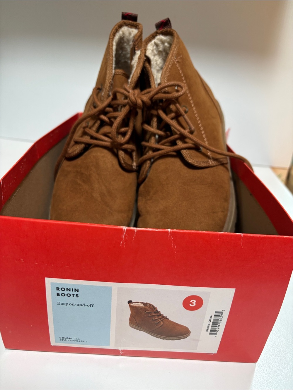 Tan Suede Lace-Up Boot